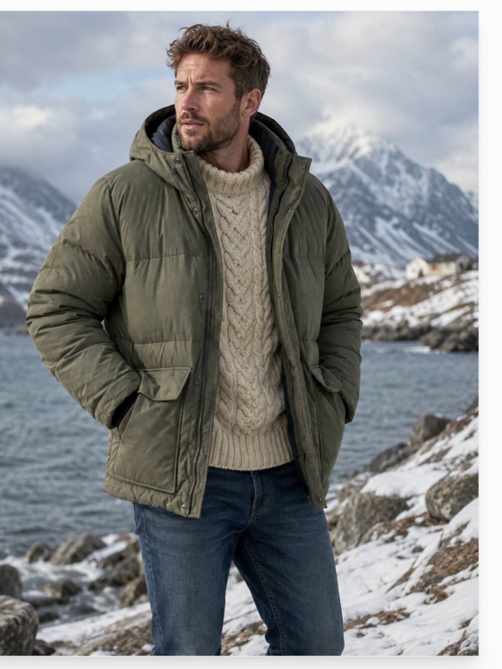 ABERCROMBIE & FITCH Ultra Collection Utility Puffer Heavy Olive Hooded Jacket XL